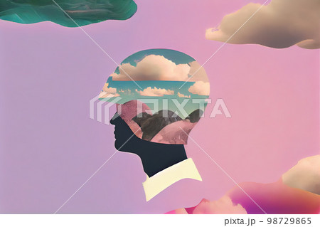 Surreal sefl mixed media abstract illustration Surreal sefl mixed media abstract illustration 98729865