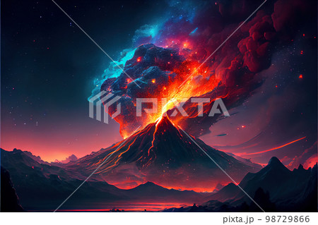 Volcano Art Wallpapers  Top Free Volcano Art Backgrounds  WallpaperAccess