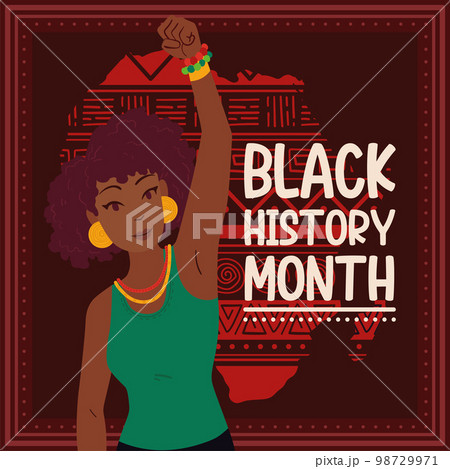 Black history month poster Afro american girl raising hand Vector Black history month poster Afro american girl raising hand Vector 98729971