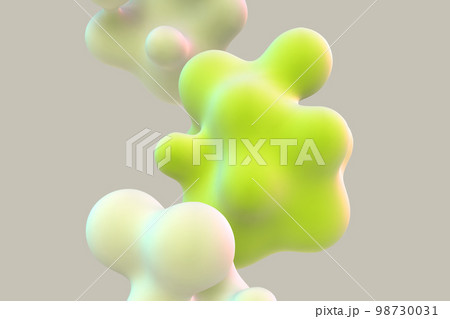 3D floating green cells on gray background. 3D floating green cells on gray background. 98730031