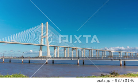 The Vasco da Gama Bridge timelapse hyperlapse in Lisbon, Portugal 98730146