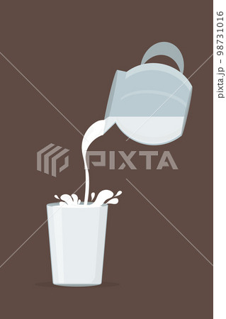 a fresh white cow's milk pours from a decanter into a glass 98731016