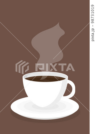 White cup of black coffee on a saucer morning breakfast 98731019