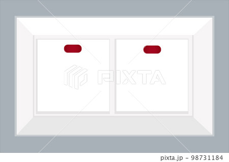 two electric light switch stylish on the wall with a red light bulb 98731184
