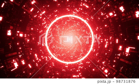 Glowing Red Circle Light Sci Fi Tunnel Background 3D Rendering 98731876
