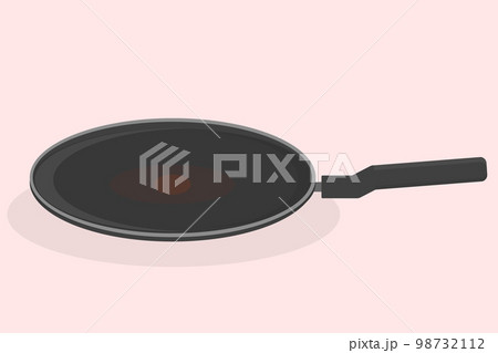 pancake pan with non-stick coating and black handle object vector kitchen pancake pan with non-stick coating and black handle object vector kitchen 98732112