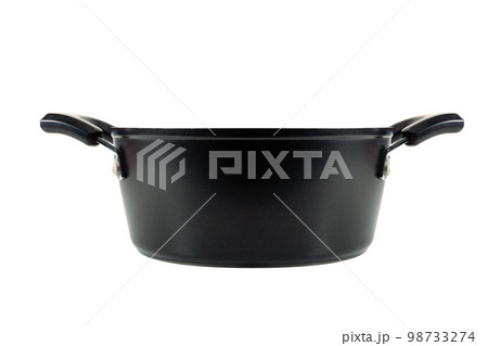 Black pot non stick pan isolated on white background. 98733274