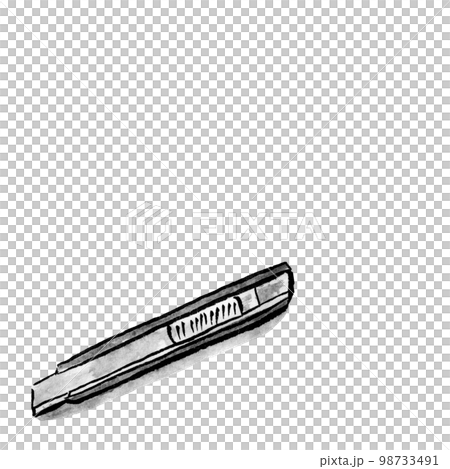 文房具のカッターナイフイラスト（墨の手描きイラスト） 98733491