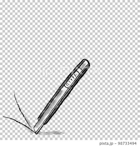 Stationery cutter knife illustration (ink hand-drawn illustration) 98733494