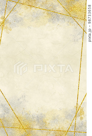 背景素材　　フレーム　和紙と金銀の絵具　白 98733658
