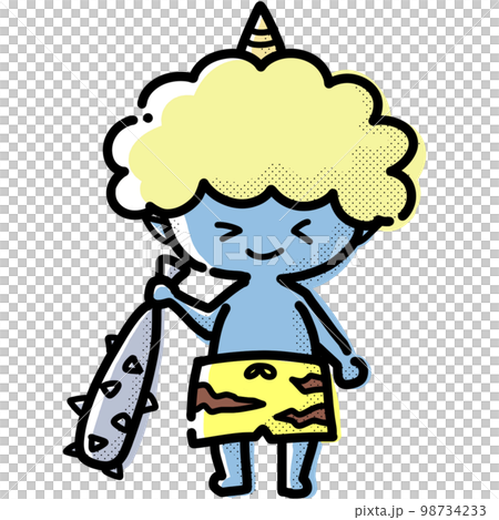 Setsubun illustration of a blue demon with a hand-drawn iron club 98734233