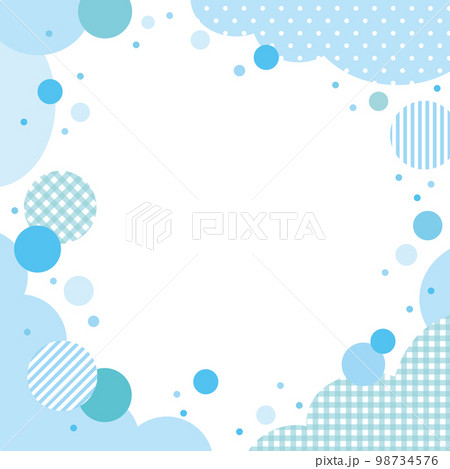 パターンとドットのフレーム バナー 背景/正方形・ブルー 98734576