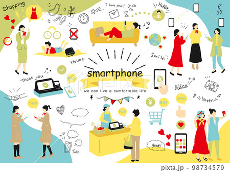 スマートフォンを楽しむ人達 スマートフォンを楽しむ人達 98734579