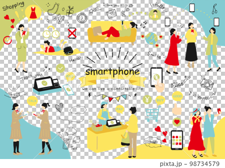 スマートフォンを楽しむ人達 スマートフォンを楽しむ人達 98734579