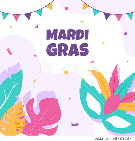 Mardi Gras Carnival Post Flat Cartoon Hand Drawn Templates Illustration Mardi Gras Carnival Post Flat Cartoon Hand Drawn Templates Illustration 98735237