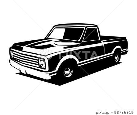 best silhouette chevy c10 truck industry logo. view from side isolated white background. vector illustration available in eps 10. 98736319