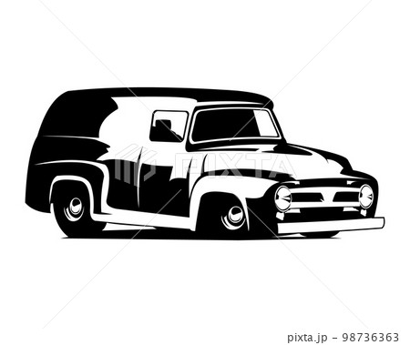 vector illustration of 1952 chevrolet panel van isolated silhouette. Best for truck industry, badge, emblem, icon, sticker design. vector illustration of 1952 chevrolet panel van isolated silhouette. Best for truck industry, badge, emblem, icon, sticker design. 98736363