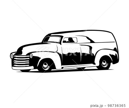 chevrolet panel van 1952 silhouette. isolated white background view from side. the best for the truck industry chevrolet panel van 1952 silhouette. isolated white background view from side. the best for the truck industry 98736365