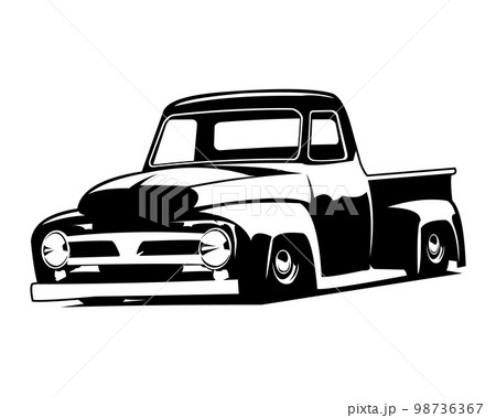 classic truck panel silhouette silhouette. isolated white background view from side. best for trucking industry, badge concept logo vector. available eps 10.	 98736367