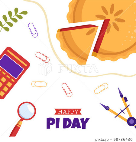 World Pi Day Illustration with Mathematical Constants or Baked Sweet Pie Flat Cartoon Hand Drawn Templates 98736430