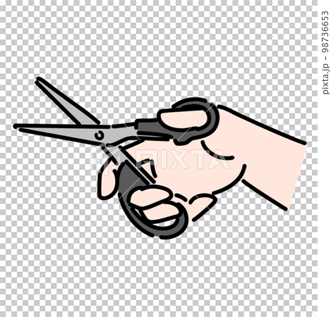 An illustration with a handle holding black scissors An illustration with a handle holding black scissors 98736653