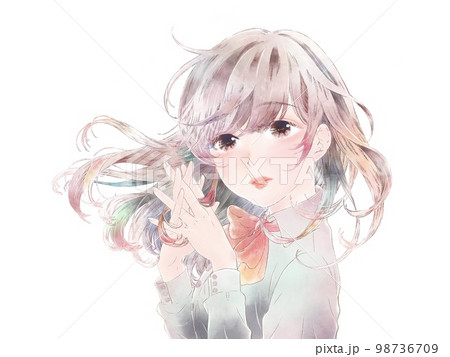 胸の前で手を組む少女/笑顔/ノーマル 98736709