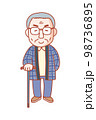 白髪で杖をつき、半纏を着ているおじいちゃん。面倒見がよく責任感がある。地域ボランティアをしている。 98736895
