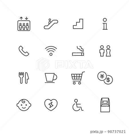 フロアガイドの線画アイコンセット フロアガイドの線画アイコンセット 98737021