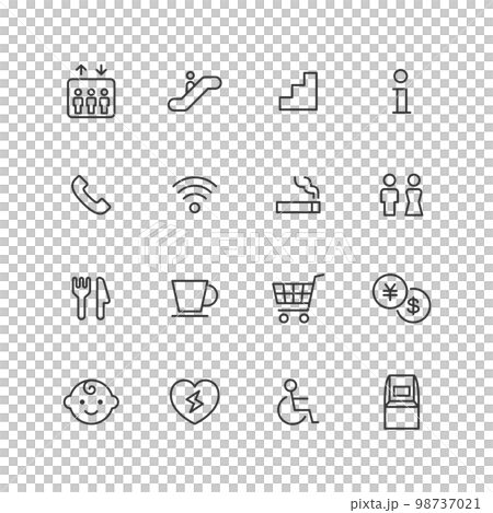 Floor guide line drawing icon set 98737021