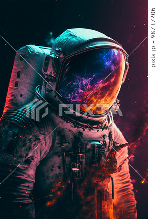Space suits isolated on space background.  Ai generated. 98737206