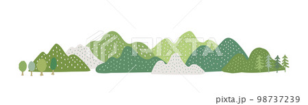 手描きの山と木 98737239
