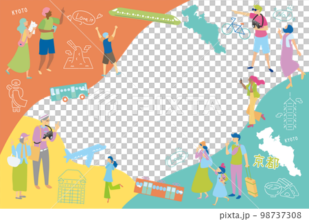在日本京都府享受美食觀光的人和圖標集 98737308