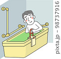 浴槽手摺のついたお風呂に入浴するシニア男性 98737916