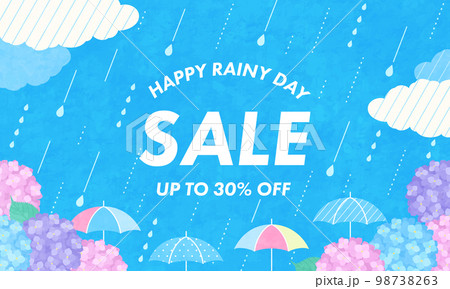 雨の日のセールバナーのデザインテンプレート(ベクターイラスト背景) 98738263