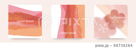 水彩風　インクアートと梅　広告の一部に使えそうな　シンプルベクターイラストテンプレートカードセット  98738264