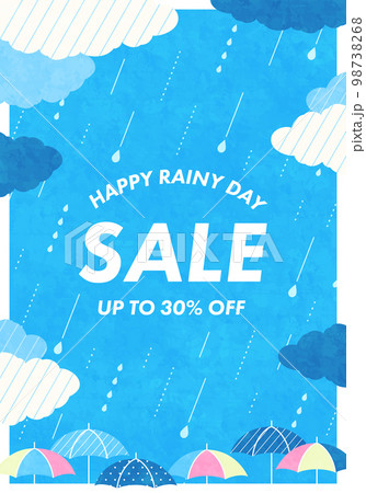 雨の日のポップなセールバナーのデザインテンプレート(ベクターイラスト背景) 98738268