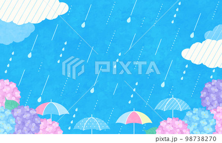 紫陽花と梅雨のベクターイラスト背景 紫陽花と梅雨のベクターイラスト背景 98738270