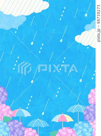 紫陽花と梅雨のベクターイラスト背景 98738273