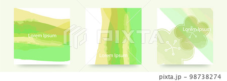 水彩風　インクアートと梅　広告の一部に使えそうな　シンプルベクターイラストテンプレートカードセット  98738274