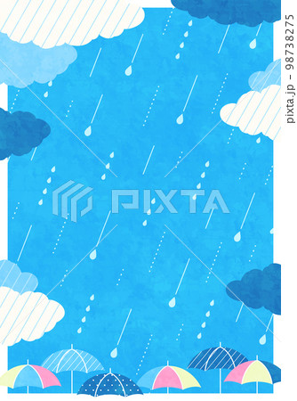 雨と傘のポップなベクターイラスト背景 98738275