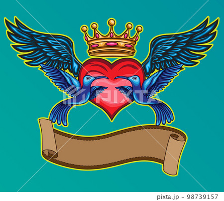 Hummingbird with Symbol of love and Representatives of love 98739157