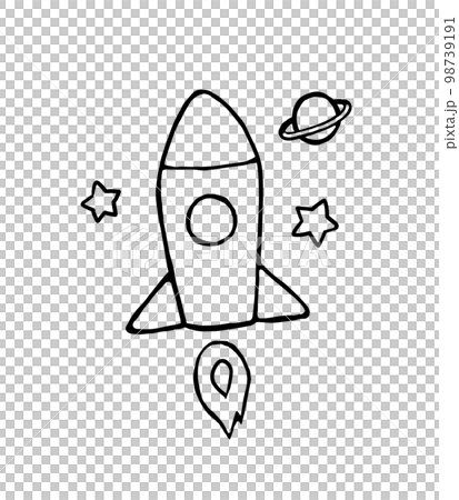 火箭的可愛手繪風格插圖 火箭的可愛手繪風格插圖 98739191