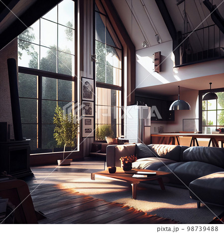 Interior of modern stylish bedroom Interior of modern stylish bedroom 98739488