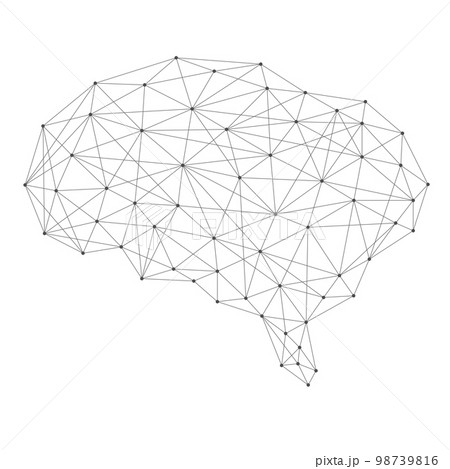 Human brain connected with line.Neural network artificial intelligence virtual emulation science technology concept. 98739816