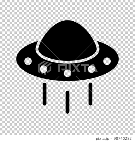 飛んでいるUFOシルエットアイコン。ベクター。 98740282