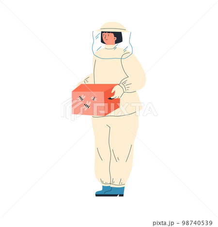 Woman beekeeper or apiarist cartoon character flat vector illustration isolated. Woman beekeeper or apiarist cartoon character flat vector illustration isolated. 98740539