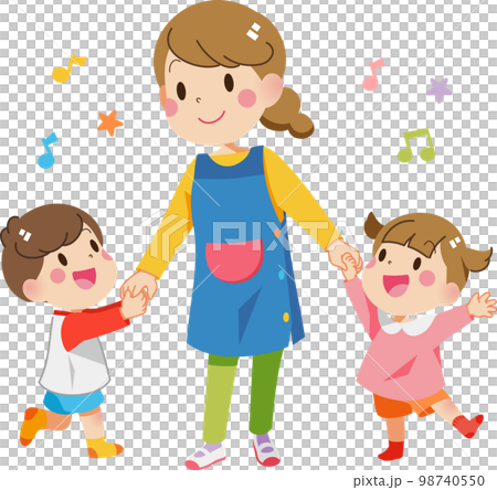 Nursery teacher playing with children 98740550