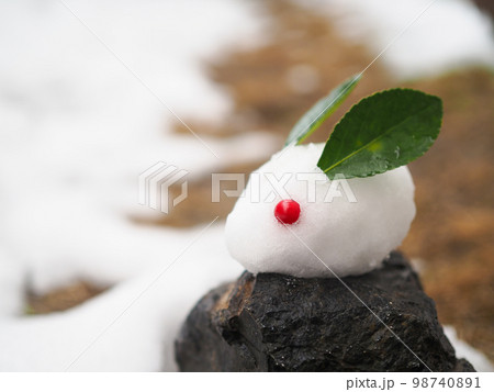 石の上の雪うさぎ 石の上の雪うさぎ 98740891