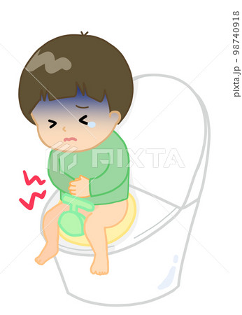 お腹の調子が悪く排便がつらそうな子ども お腹の調子が悪く排便がつらそうな子ども 98740918