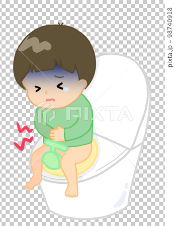 お腹の調子が悪く排便がつらそうな子ども お腹の調子が悪く排便がつらそうな子ども 98740918